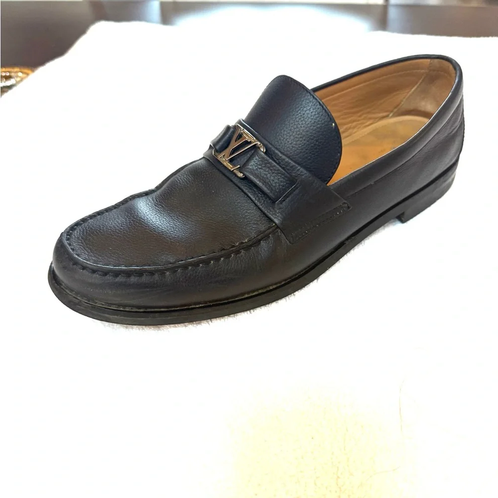 Louis Vuitton Black Leather Loafers Size 10 - Picture 5 of 10